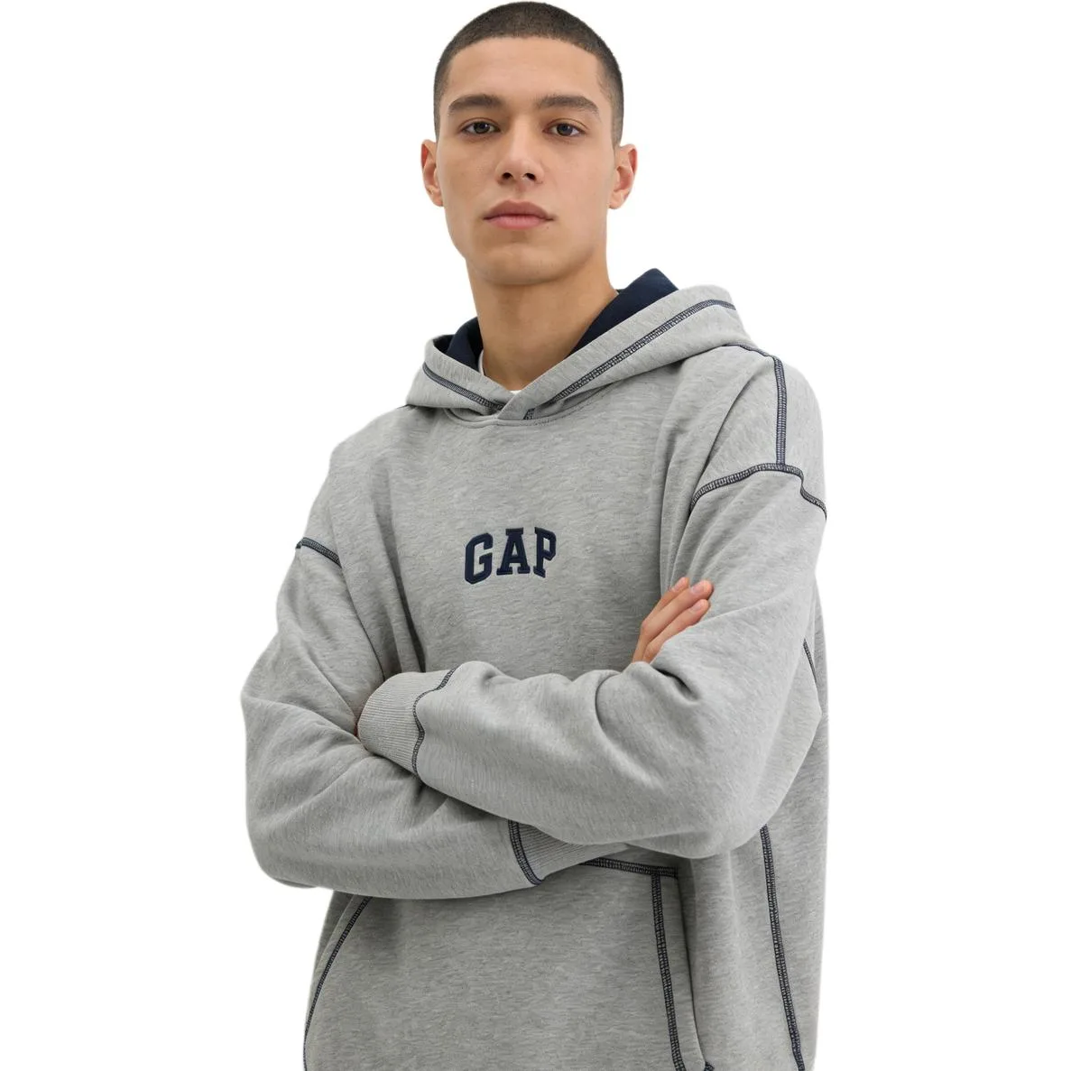 Толстовка с капюшоном унисекс средней плотности GAP, светло-серый — фото 4