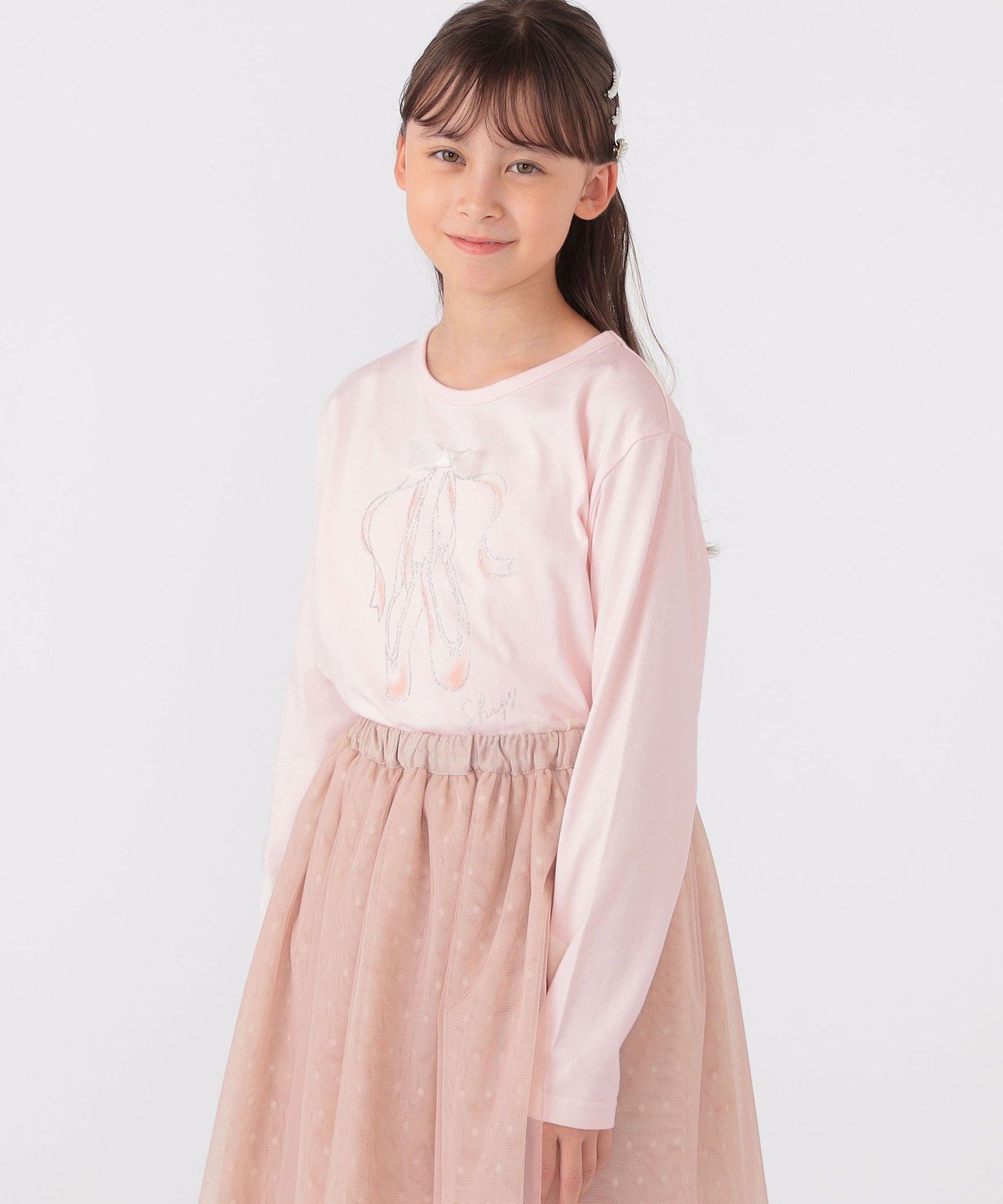 Детская балетная футболка с длинным рукавом, размер 140-150 см SHIPS KIDS, Light Pink — фото 2