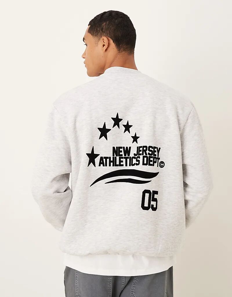 

Толстовка ASOS DESIGN со спортивным принтом звезд серого меланжевого цвета