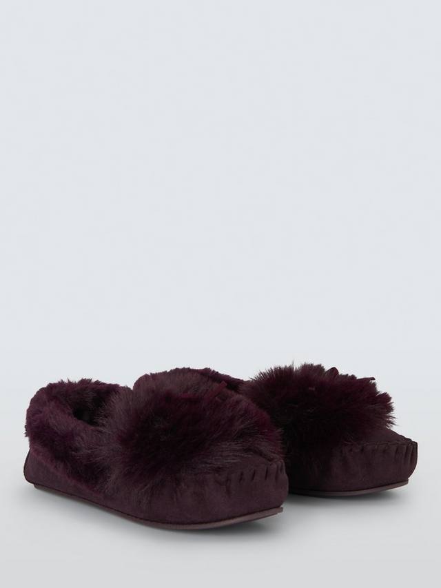 Мокасины-тапочки из искусственного меха John Lewis, Plum — фото 2