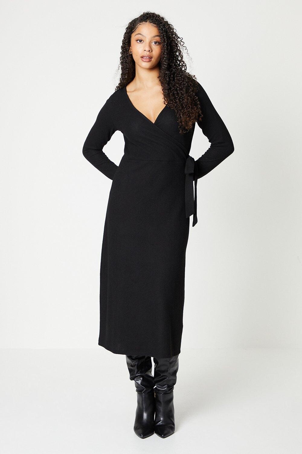 

Платье миди с запахом Soft Touch Dorothy Perkins, черный