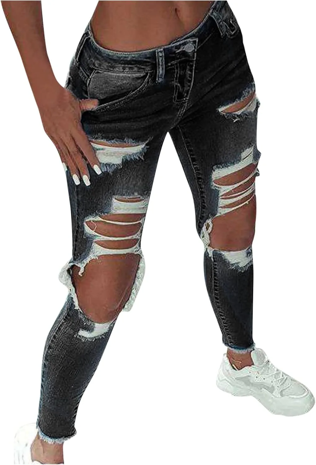 

Женские джинсы Washed Ripped Hole JOFOW