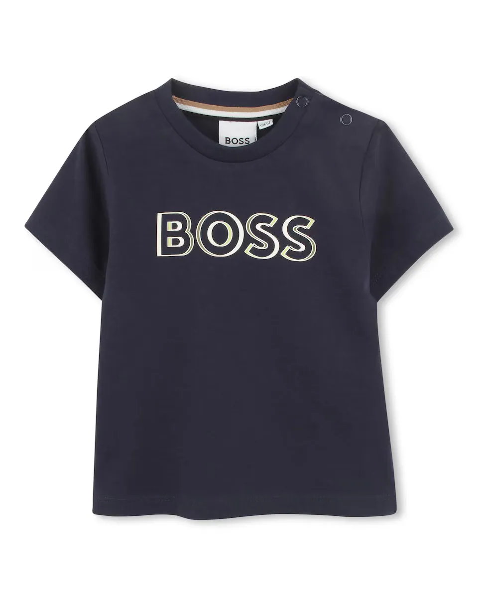 

Футболка для мальчика из черного хлопка BOSS Kidswear, чёрный