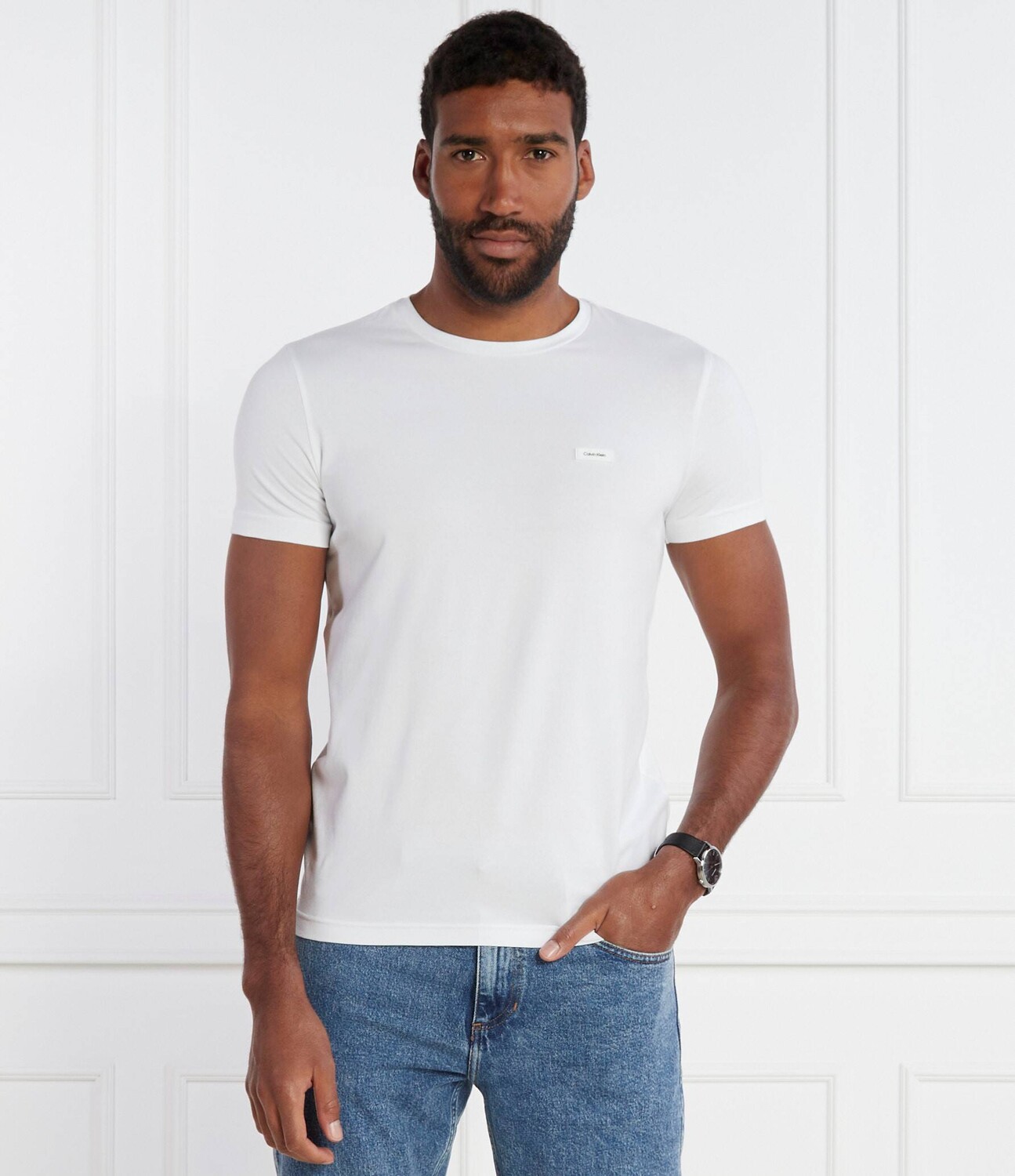 Футболка Calvin Klein Slim Fit, белый — фото 3