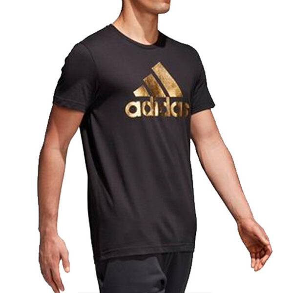 Футболка logo printing sports short sleeve black Adidas, черный — фото 3
