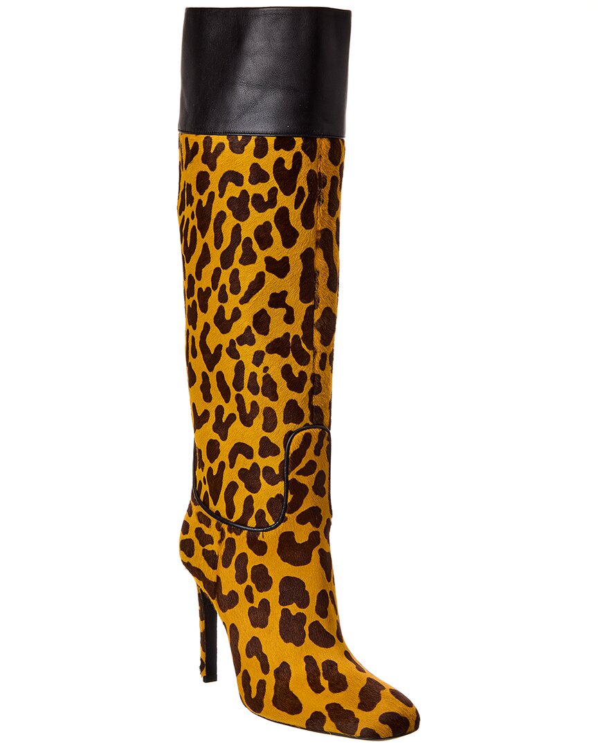 Сапоги Roger Vivier из ворса и кожи до колена, коричневый