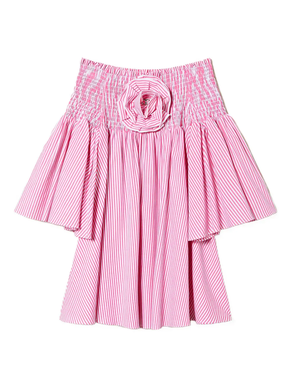 

Короткое платье из полосатого поплина TWINSET Kids, розовый