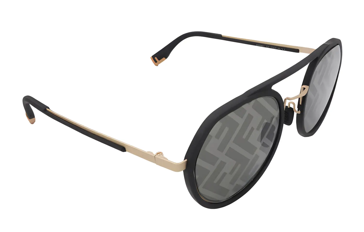 

Fendi Мужские солнцезащитные очки-авиаторы из листового металла и пластика, золотисто-черные