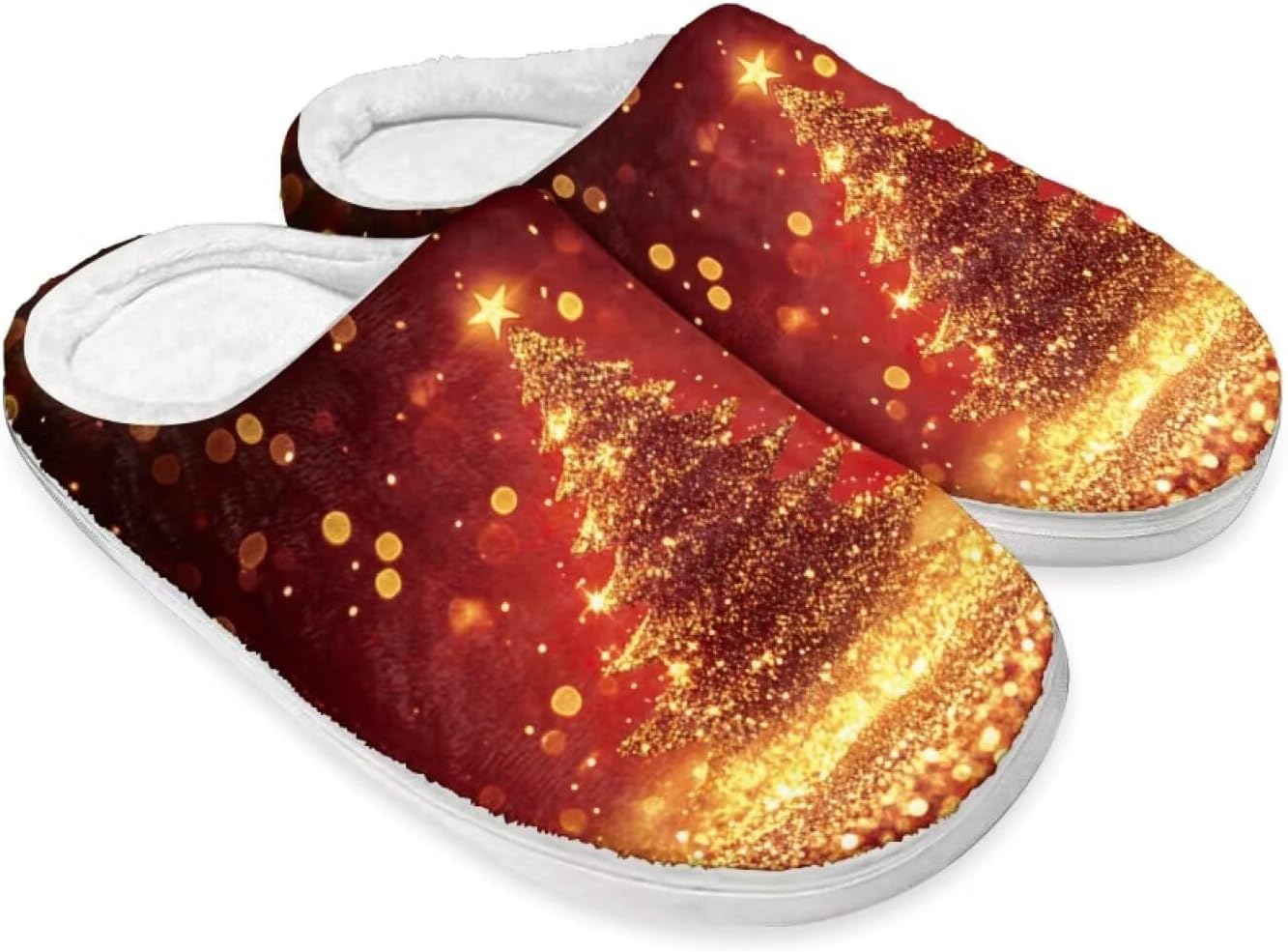 

Домашние тапочки Buxolandt Holiday Thanksgiving для женщин и мужчин- мягкие теплые тапочки для спальни, Christmas Tree Prints