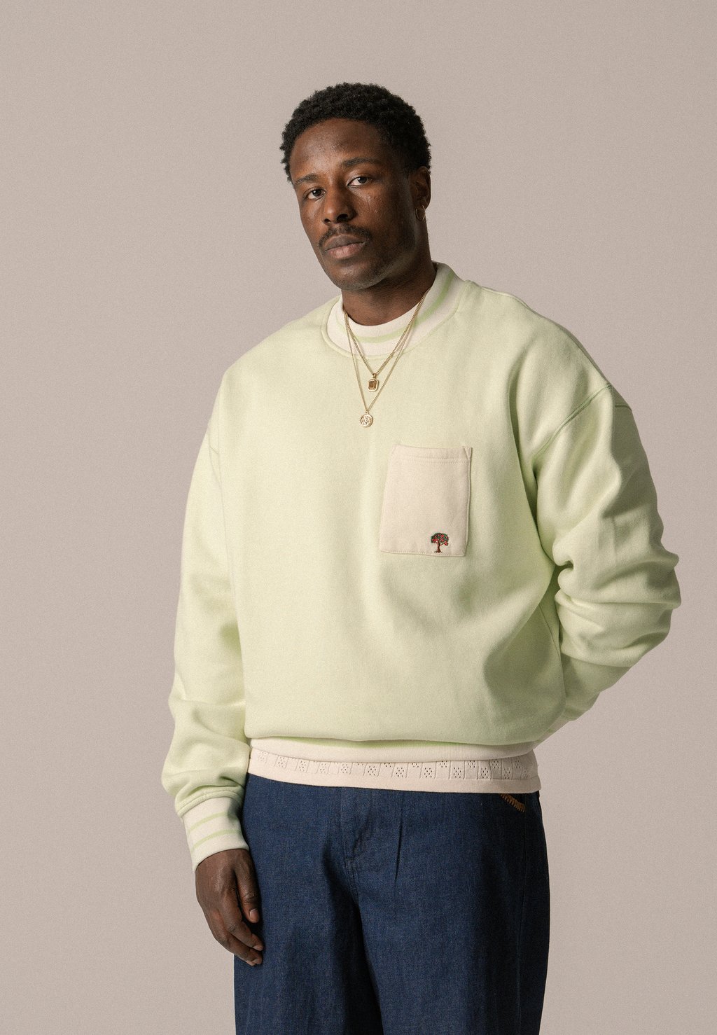 

Толстовка SOURCE POCKET CREWNECK UNISEX BLKVIS, светло-зеленый