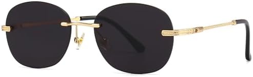 

Солнцезащитные очки без оправы, круглые, для женщин, ретро, ​​маленькая металлическая оправа, для путешествий, уличной фотосессии, с защитой от УФ-излучения UV400. 2027 год MTZJH, 1