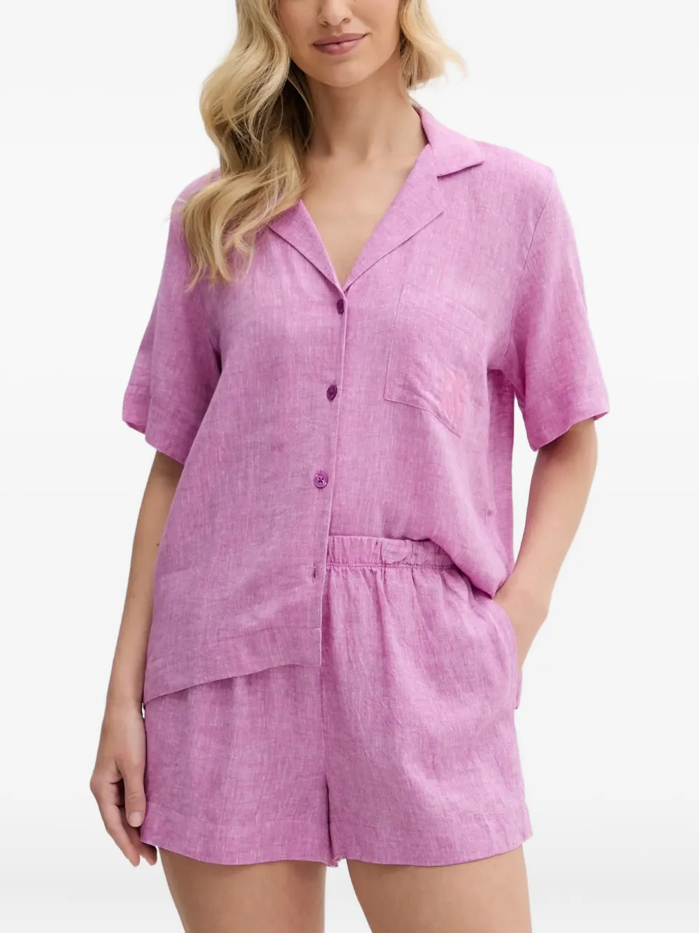 

Пижама из смесового льна с вышивкой DKNY, розовый