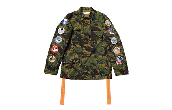 Куртка mens back arrows sketch medal ribbon camouflage jacket Off-White, зеленый — фото 2