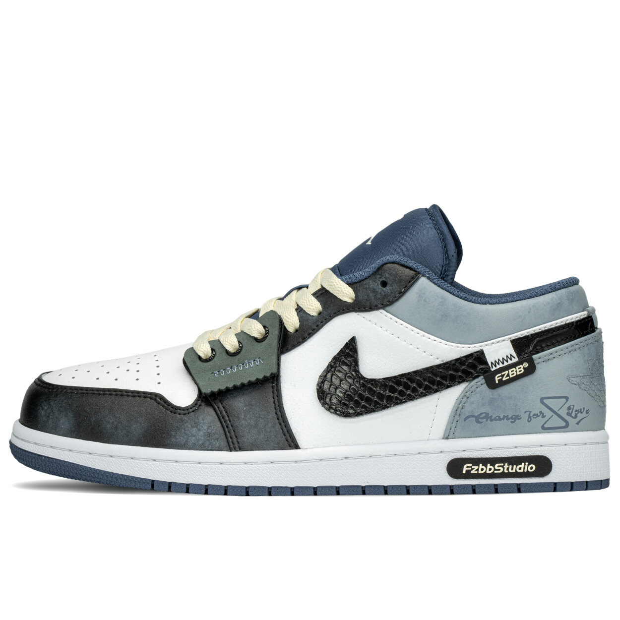 

Кроссовки Air Jordan 1 Vintage Basketball Shoes Men Low-top Black/Blue, синий/черный