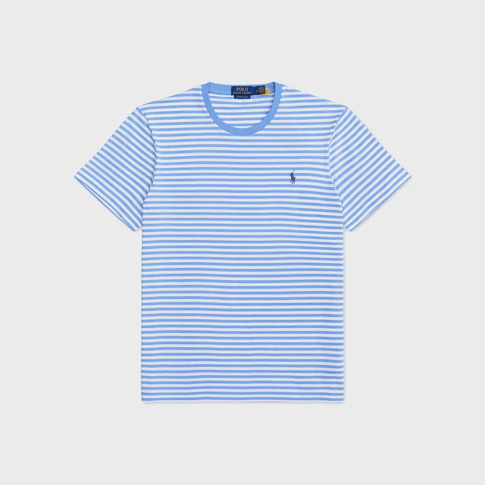 Мужская приталенная футболка Custom Fit в полоску синего цвета от Polo Ralph Lauren
