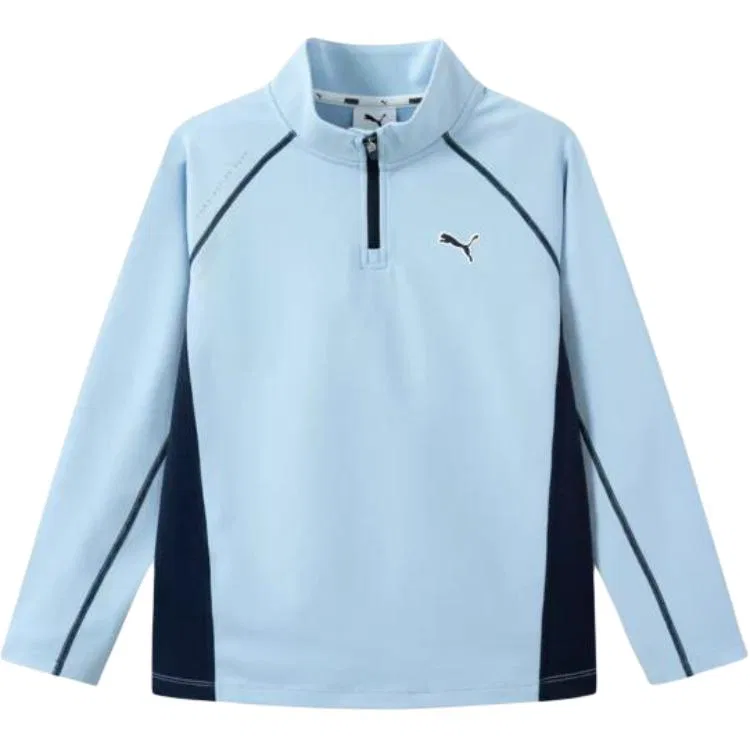 Футболка с воротником-стойкой PUMA Kids темно-синяя — фото 4