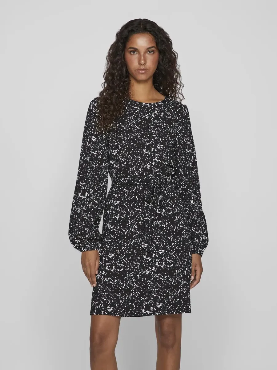 

Мини-платье Vila "VIPEFFI L/S DRESS - NOOS", цвет Black Beauty Aop:Dew