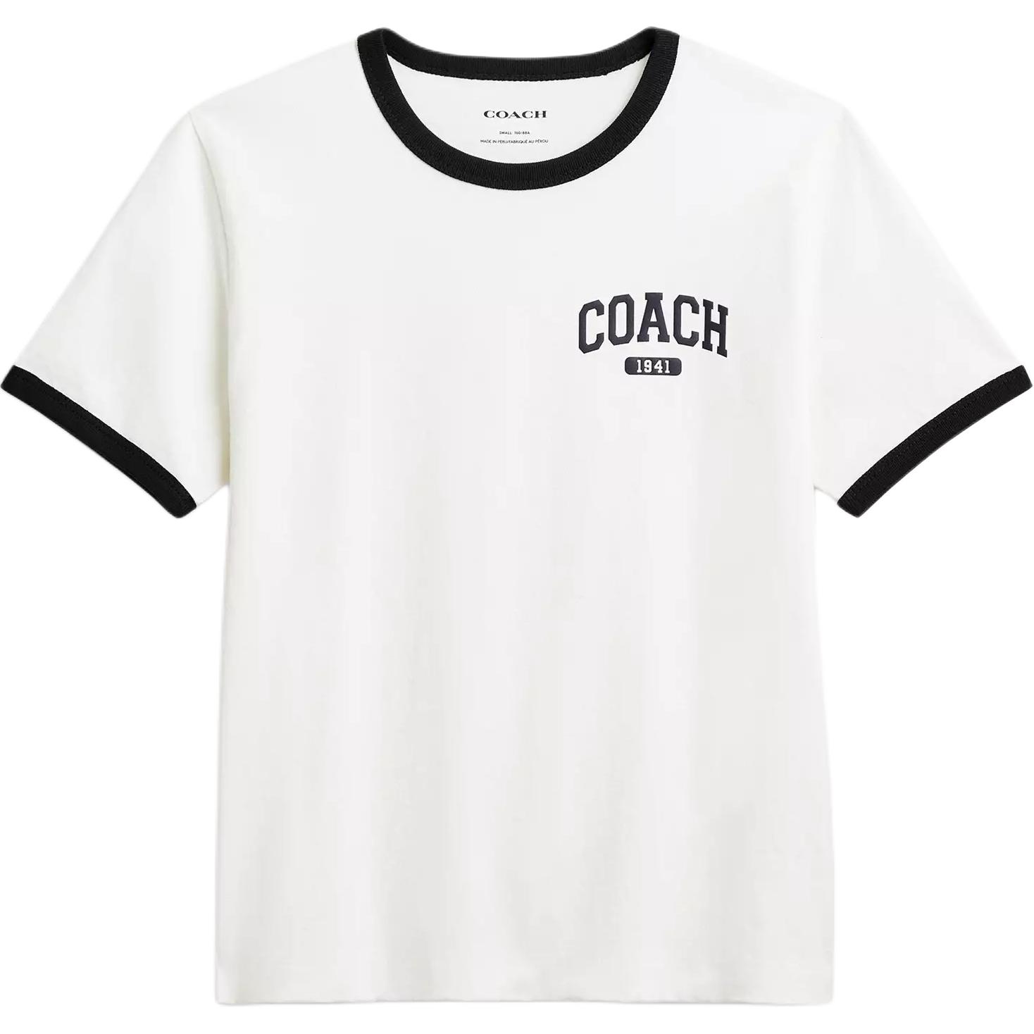 

COACH Футболка с коротким рукавом и цветными вставками Women's White, Белый, COACH Футболка с коротким рукавом и цветными вставками Women's White