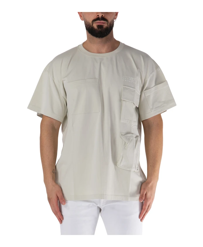 

Футболка с короткими рукавами и множеством карманов Mm6 Maison Margiela, бежевый