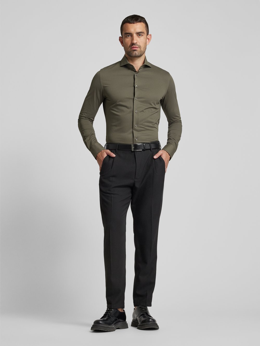 

Рубашка делового покроя с вырезом-воротником Profuomo, зеленый