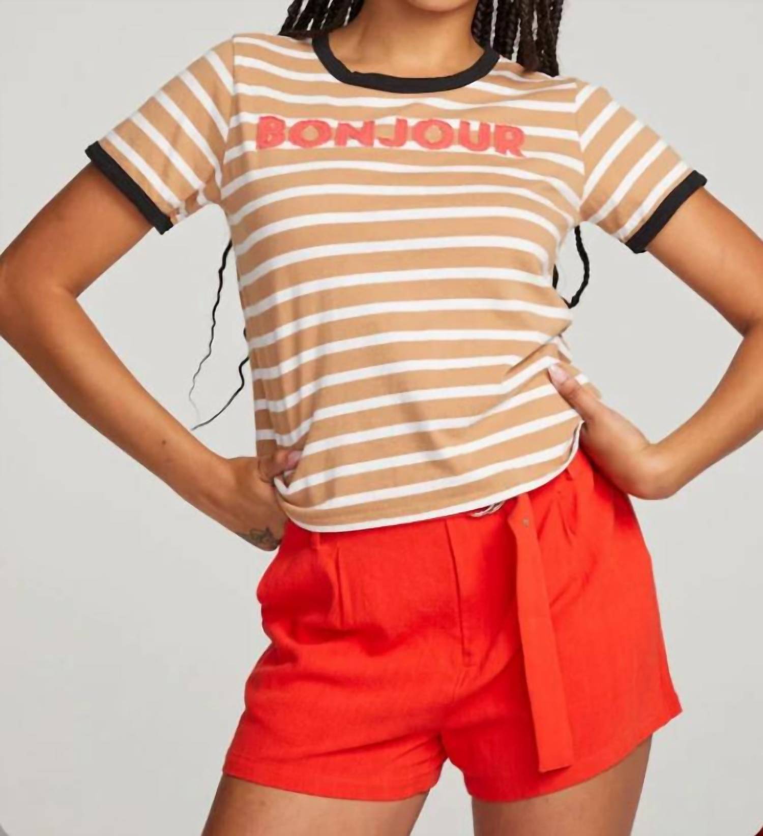 

Футболка Bonjour в полоску цвета загара Chaser, цвет tan stripe