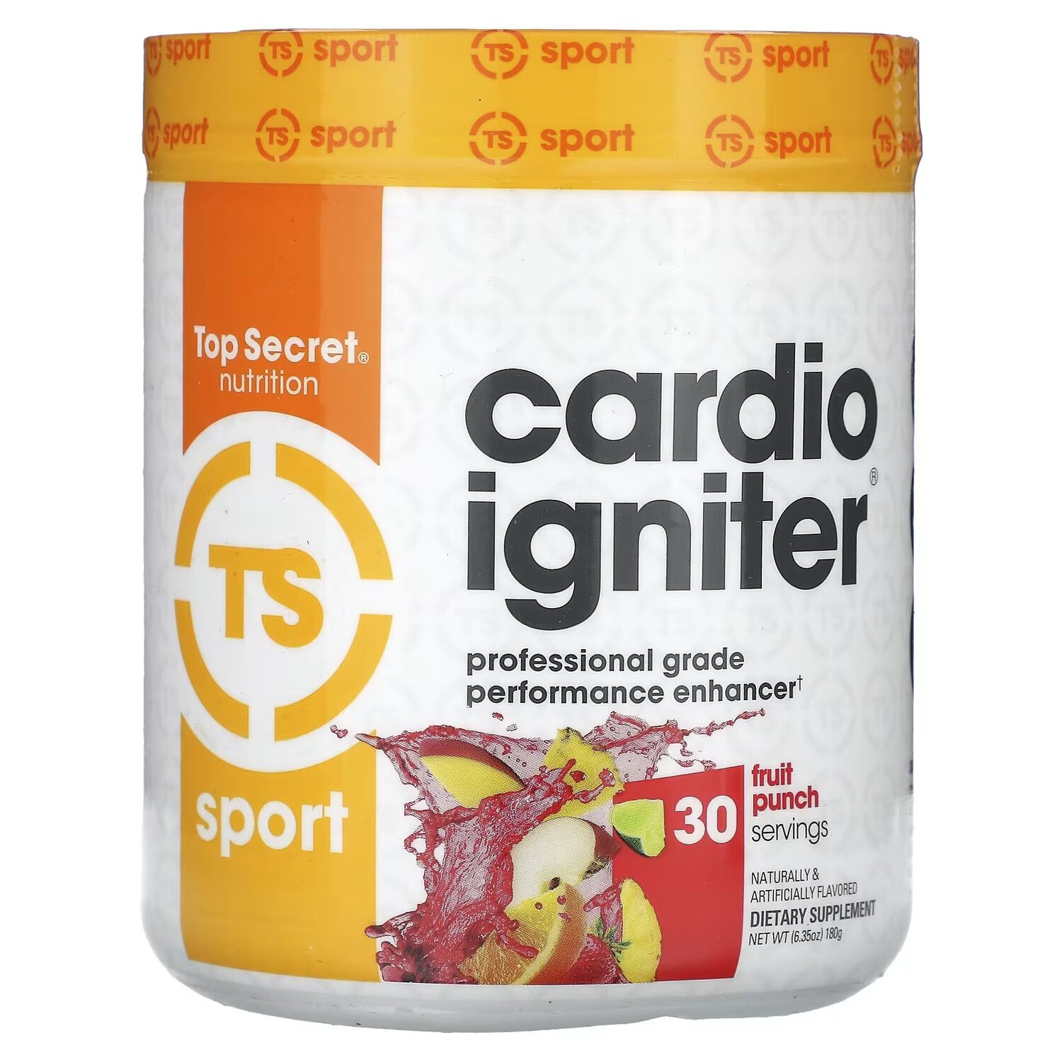 

Sport, Cardio Igniter, Усилитель производительности профессионального уровня, фруктовый пунш, 6,35 унции (180 г) Top Secret Nutrition