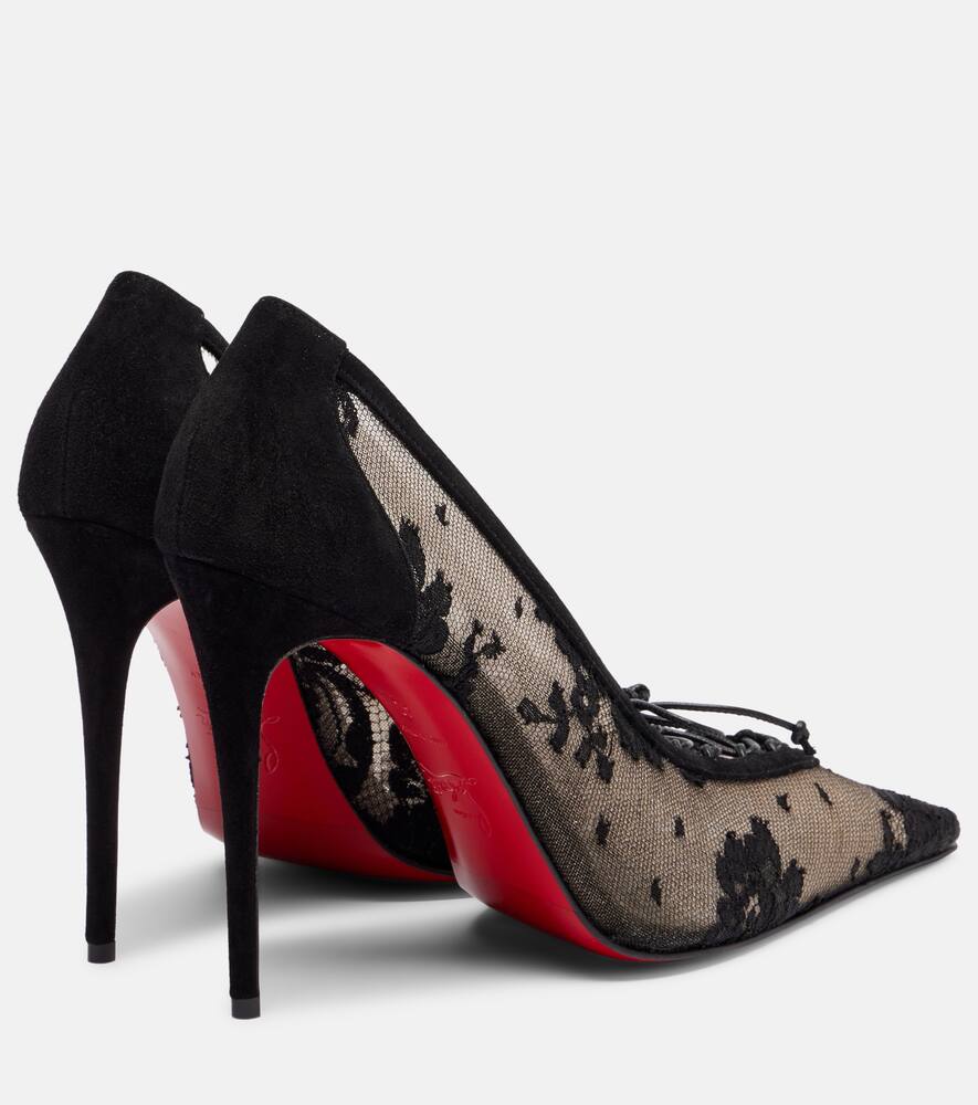 Туфли-лодочки KM Lace 100 с отделкой из замши Christian Louboutin, Black/Lin Black — фото 2