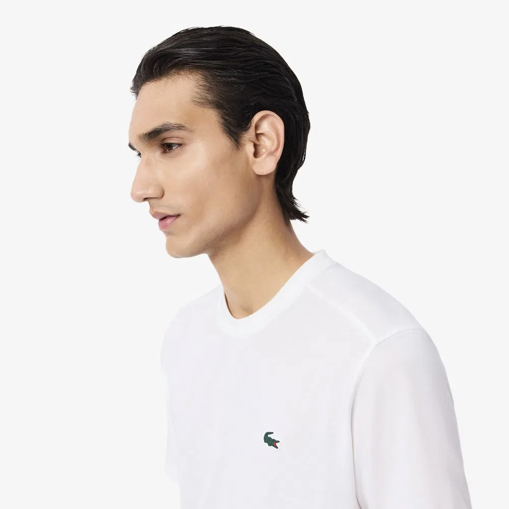 Мужская футболка Lacoste базовая тренировочная, хлопок/полиэстер, белый — фото 2