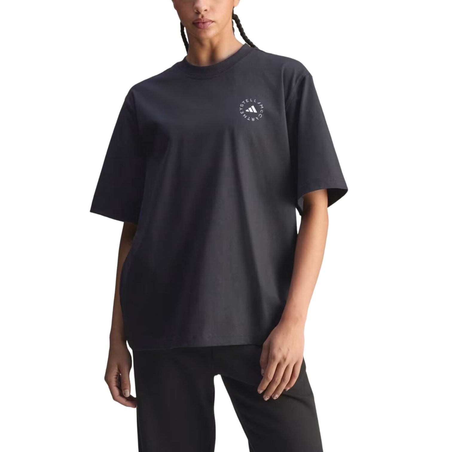 Футболка с коротким рукавом свободного кроя Adidas by Stella Mccartney, черная — фото 2