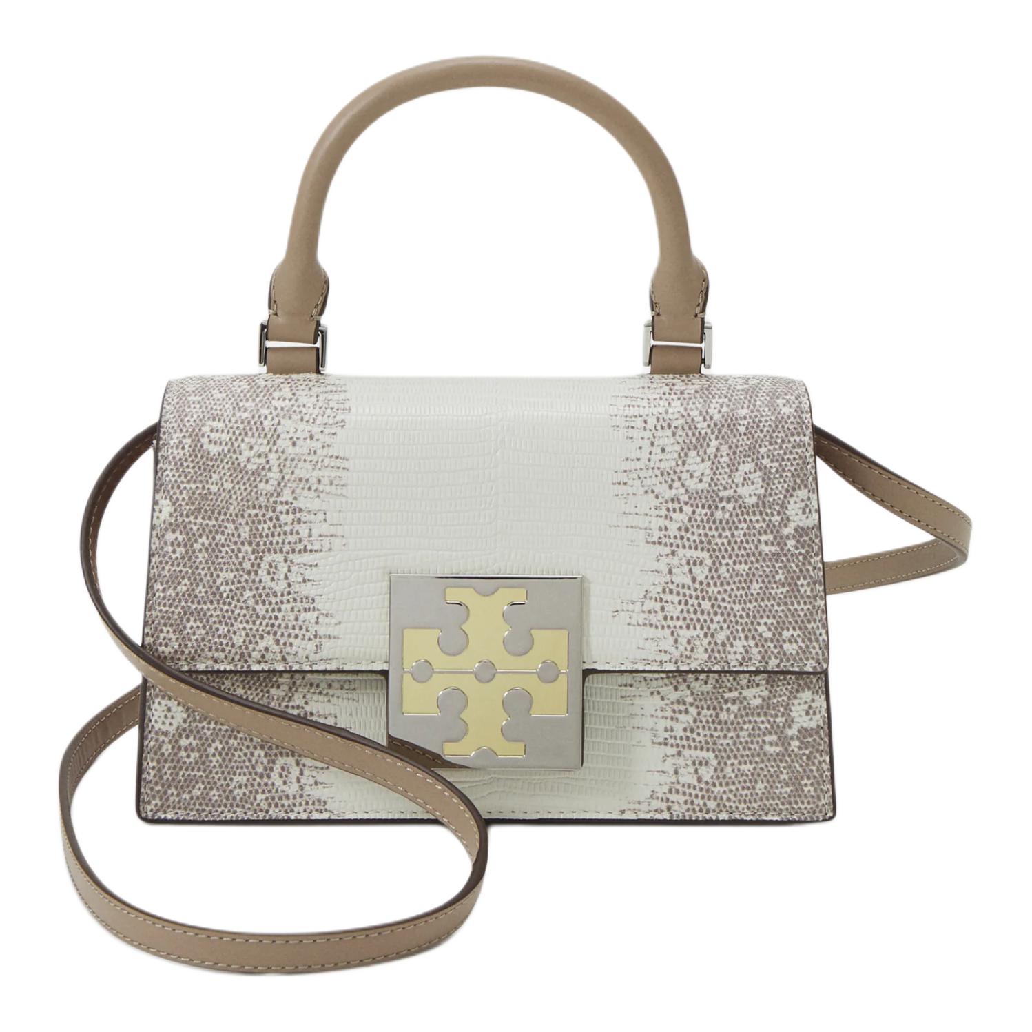 

Кожаная мини-сумка через плечо женская тёпло-белая TORY BURCH
