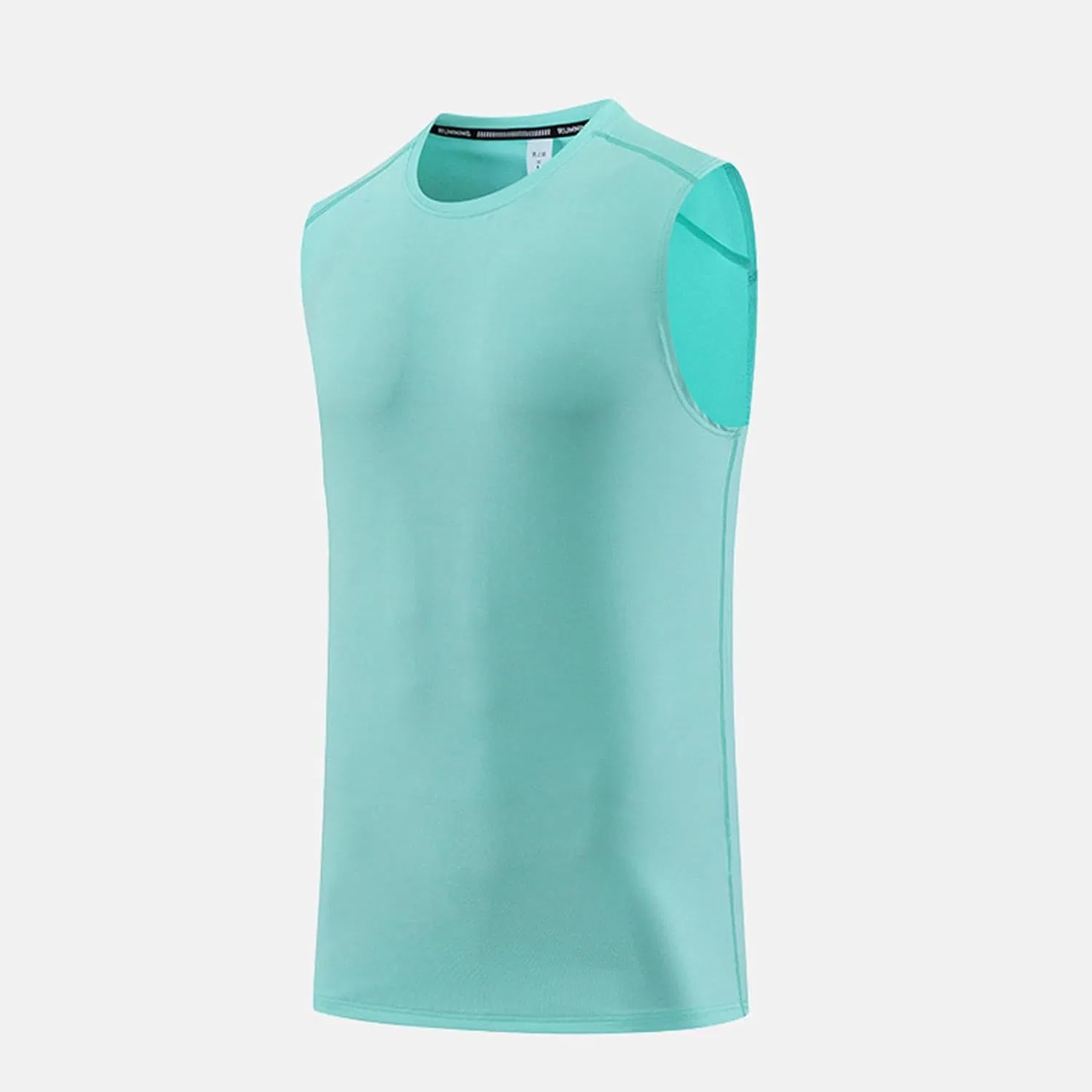 Мужской топ-майка с открытыми плечами, дышащая, для бега, Generic, Mint Green — фото 3