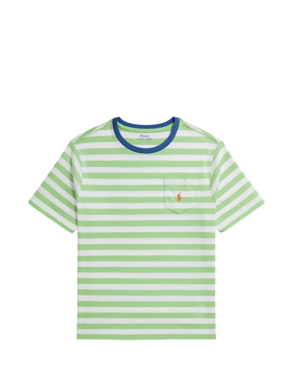 Футболка с карманом в полоску Polo Ralph Lauren Kids, зеленый