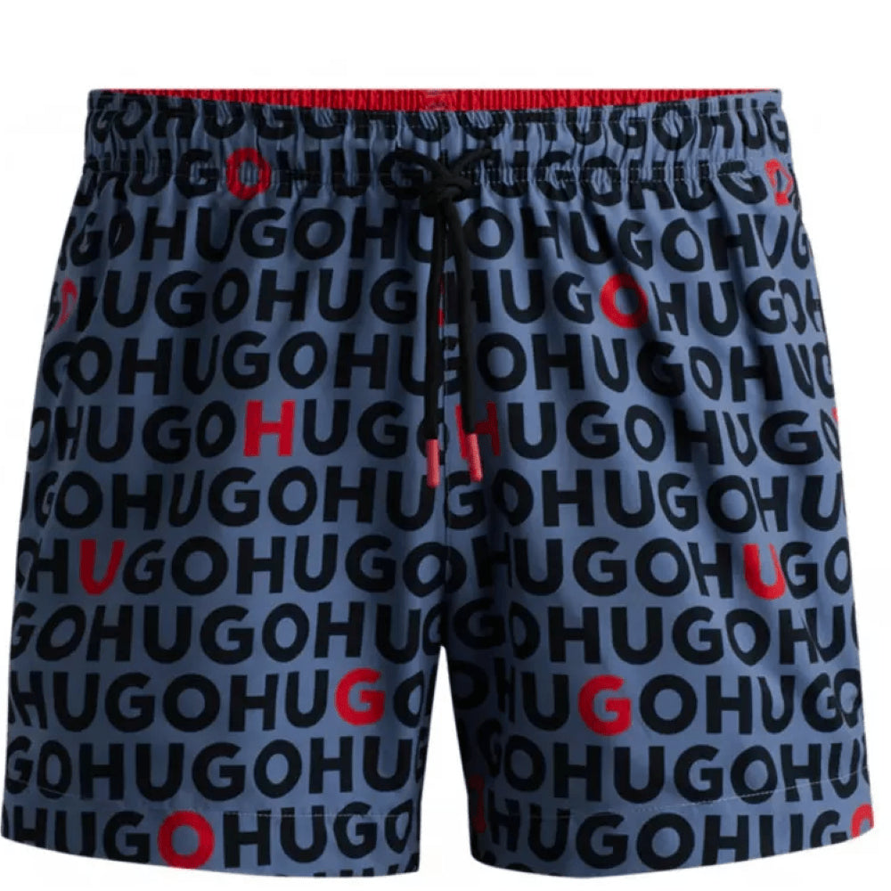 

Плавки-шорты Hugo Men's Tortuga All Over Logo, цвет Acai Blue Hugo Boss