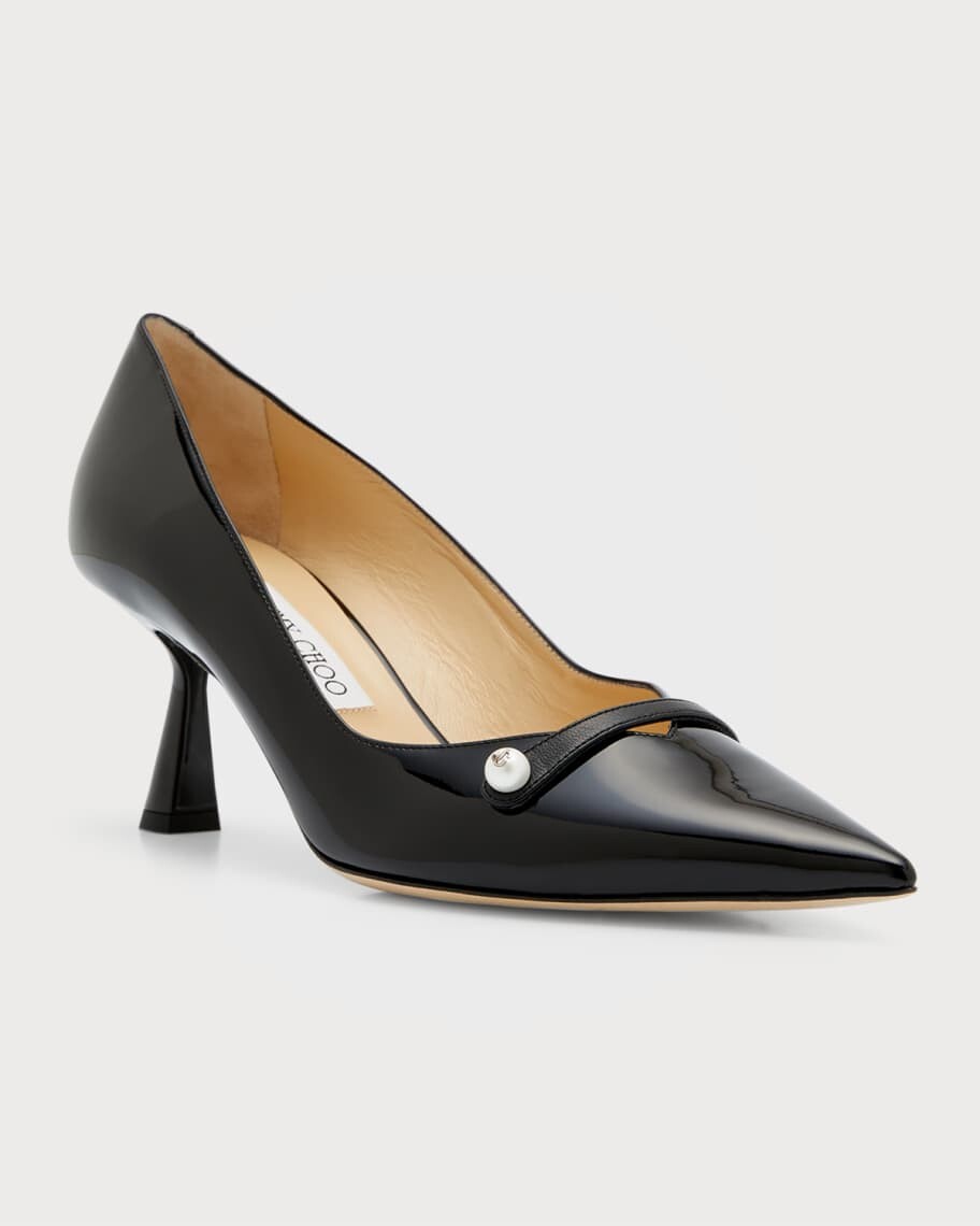 Патентованные туфли-лодочки Rosalia с жемчужным ремешком Jimmy Choo — фото 4