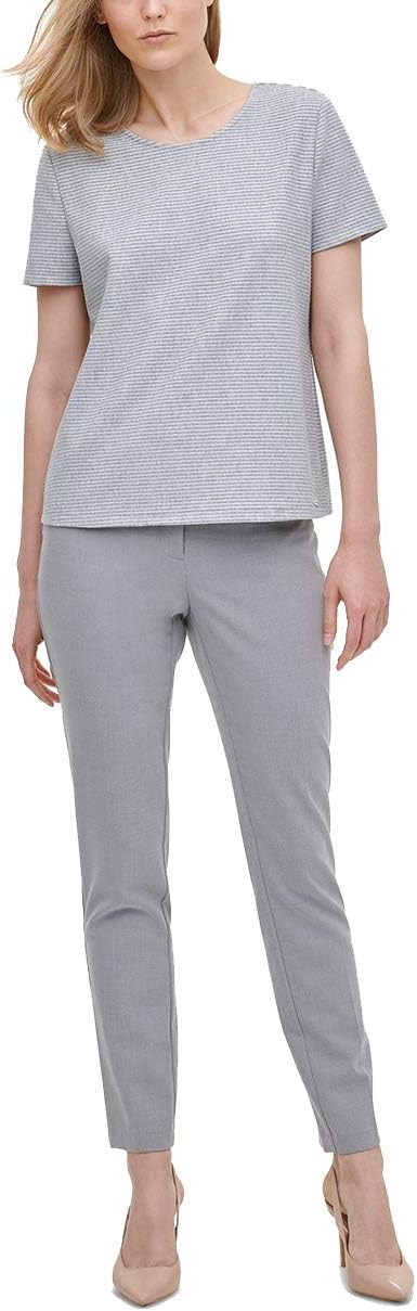 

Женский фактурный полосатый топ Calvin Klein с короткими рукавами, Tin