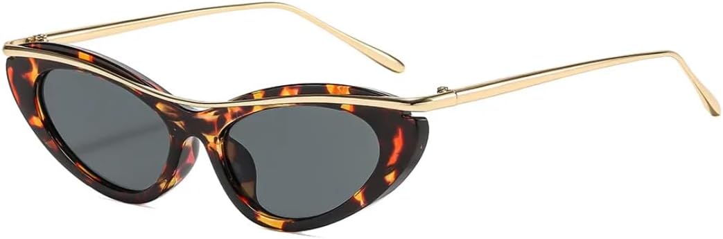 

Сексуальные женские солнцезащитные очки в стиле панк «кошачий глаз», роскошные модные металлические очки в маленькой оправе, модные мужские очки с защитой от УФ-излучения UV400 UATXTAU, Demi Black