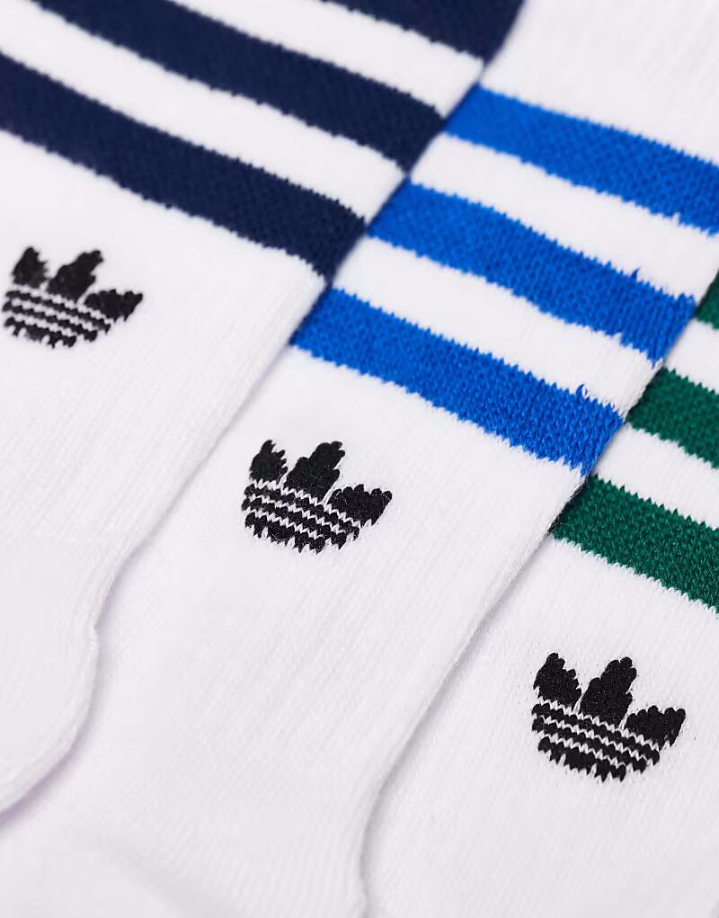 Носки Adidas Originals Trefoil, 6 пар, белого цвета с яркими студенческими цветами — фото 3