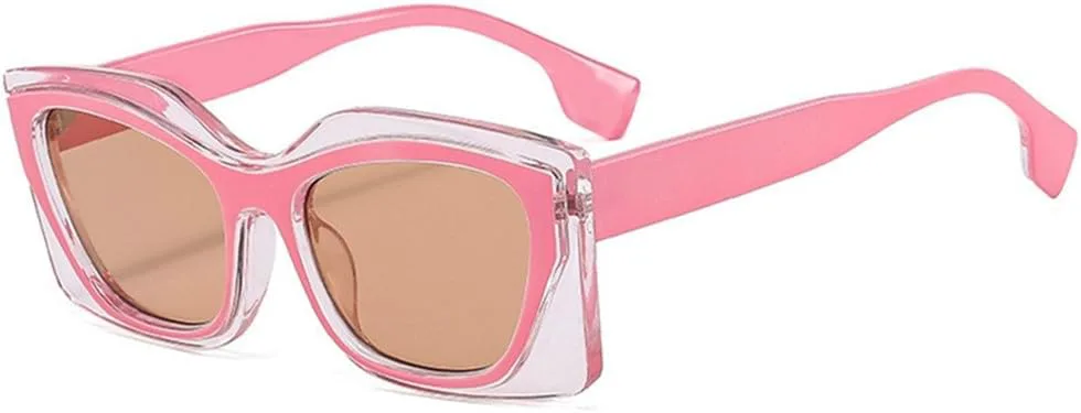 

Двухцветные солнцезащитные очки для женщин и мужчин, винтажная оправа с леопардовым принтом, прозрачные очки с защитой от УФ-излучения UV400 VFDHN, Pink Champagn