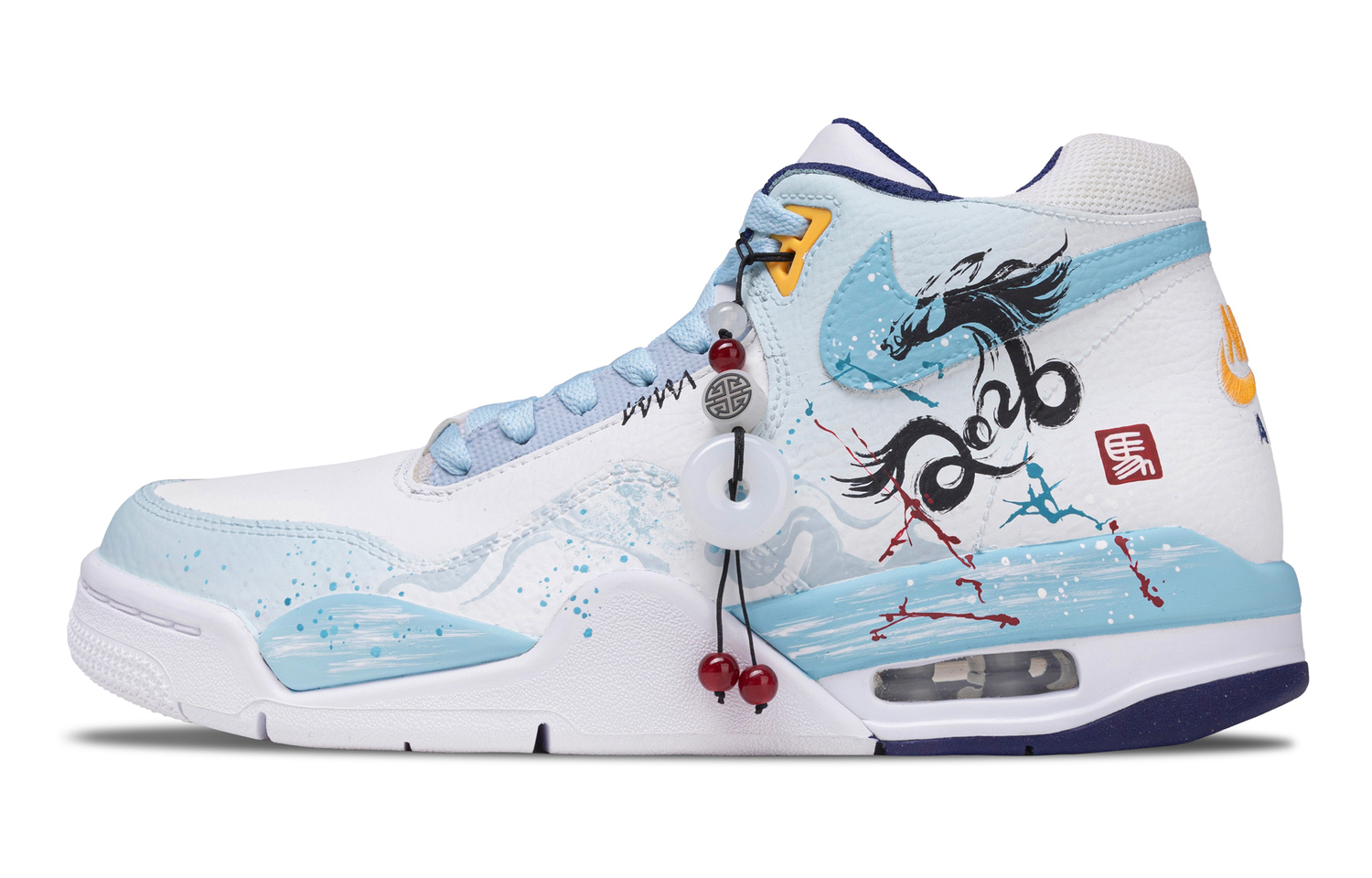 

Nike Кроссовки Flight Legacy Galloping Through The Flowers, износостойкие, средней высоты, винтажные, мужские, белый с синим
