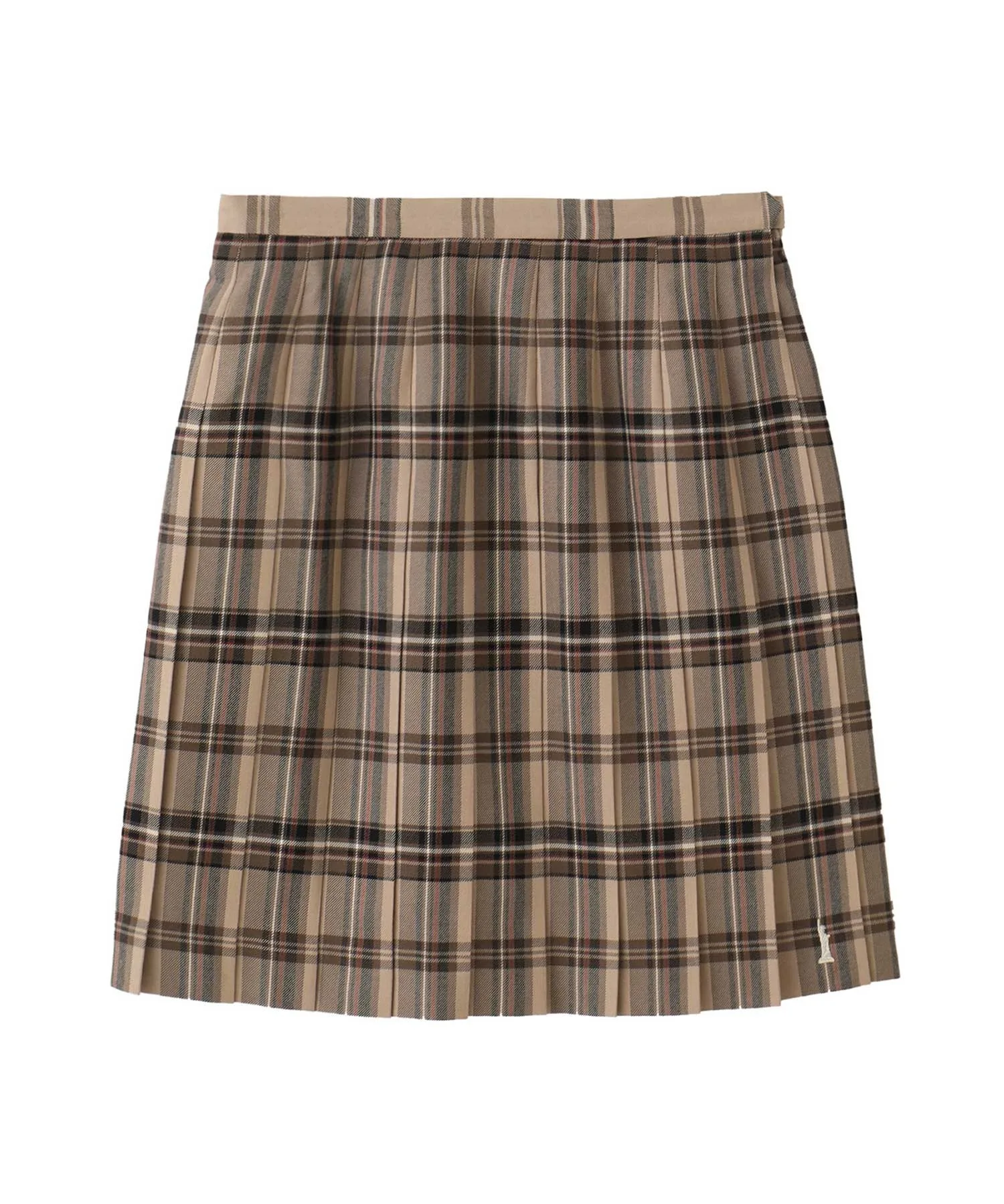 Юбка из шерсти Tartan Check с вышивкой Goddess EASTBOY бежевая