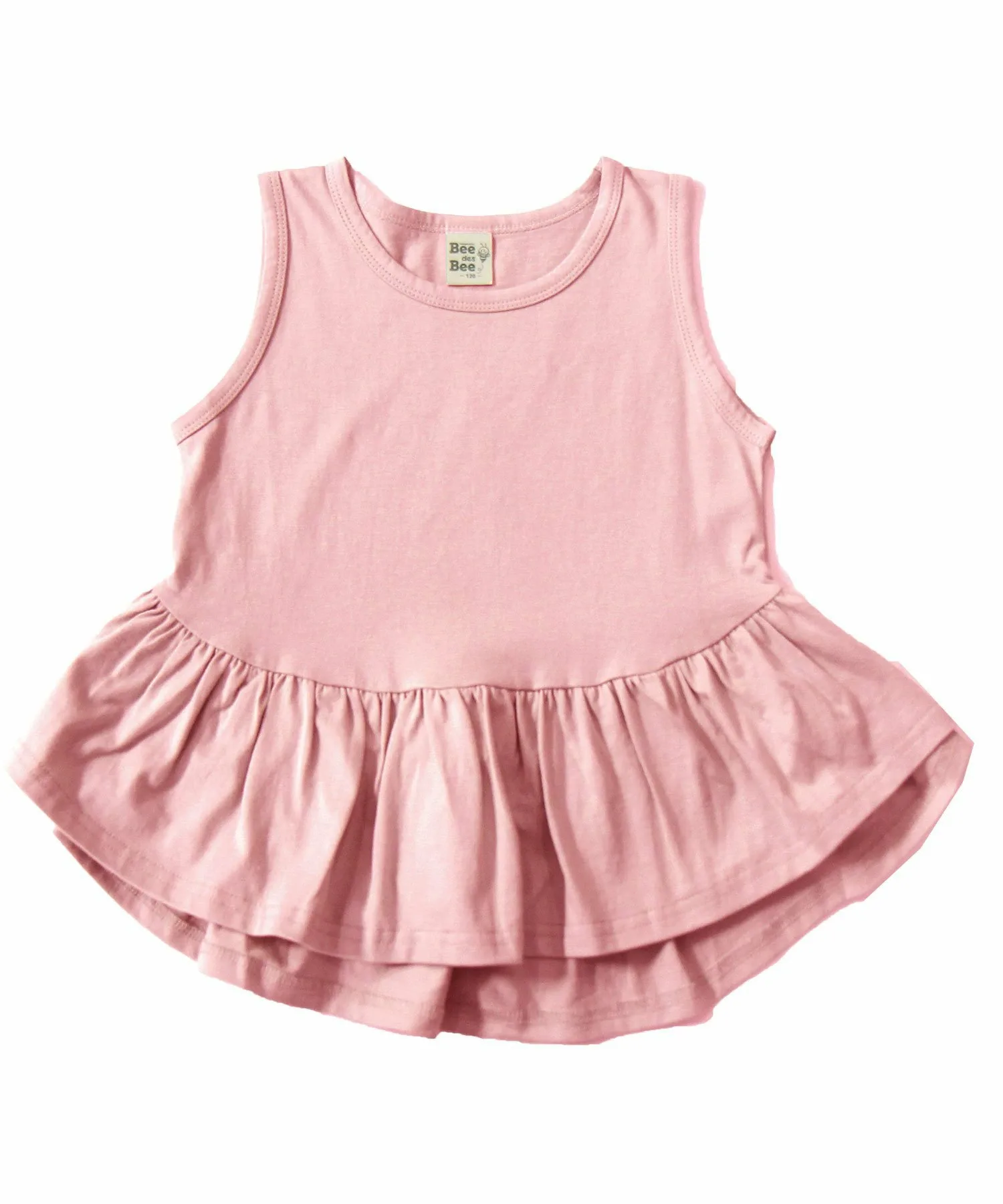 Топ без рукавов с баской и оборками, однотонный, для девочек, Bee Bee, Sleeveless peplum top, light pink