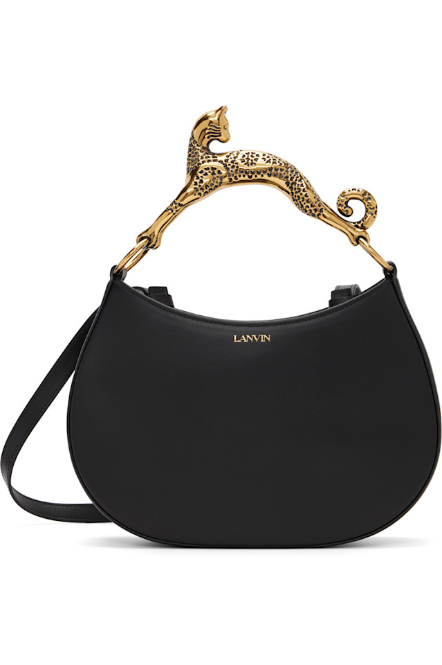 

Кожаная сумка с изображением кошки Lanvin, черный