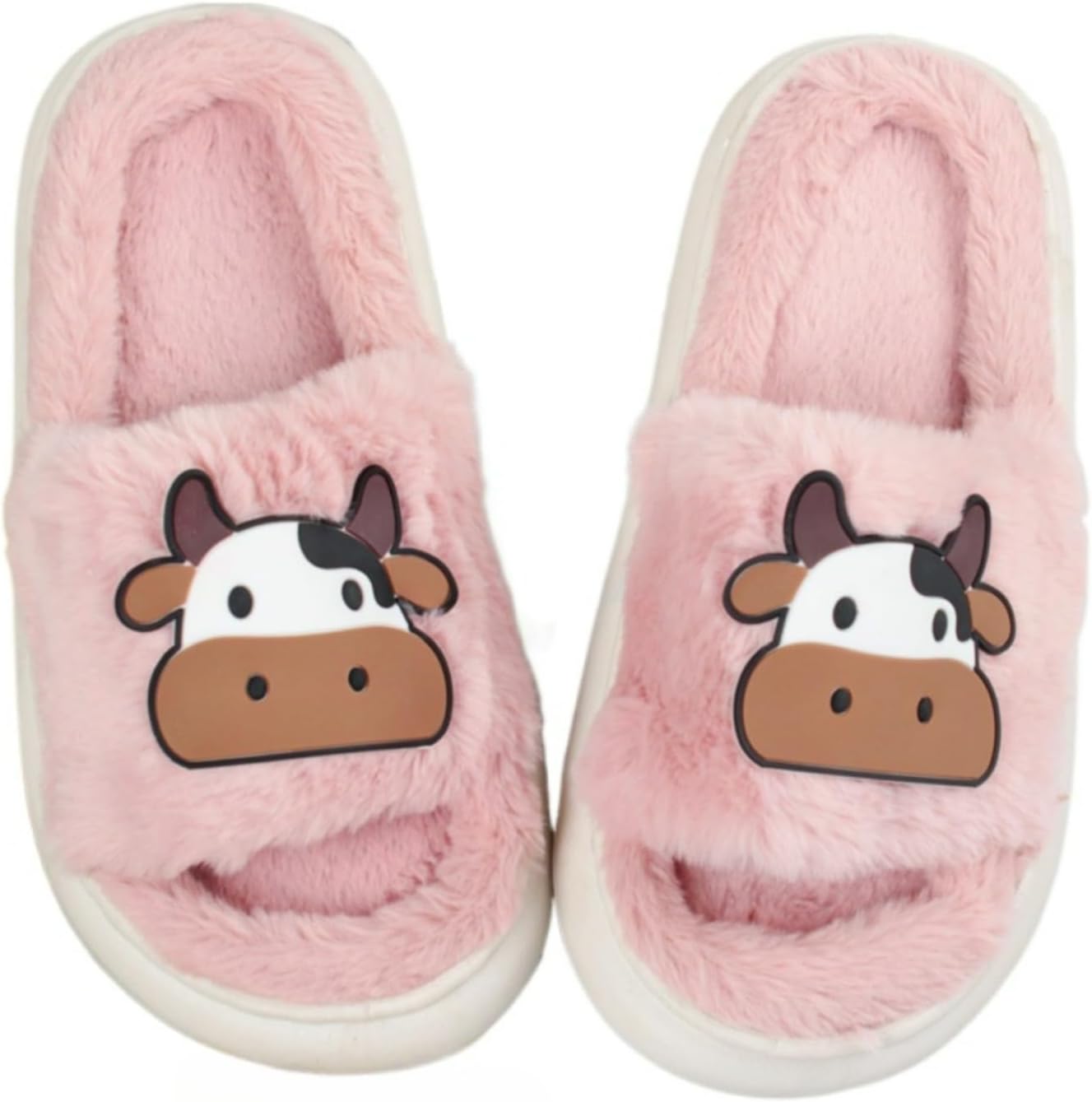 

Тапочки Vaca в виде коровы для женщин и мужчин, милые, бесшумные, плюшевые, кавайные, недорогие, пушистые, забавные, оригинальные, мягкие, теплые, нескользящие Elirar, розовый