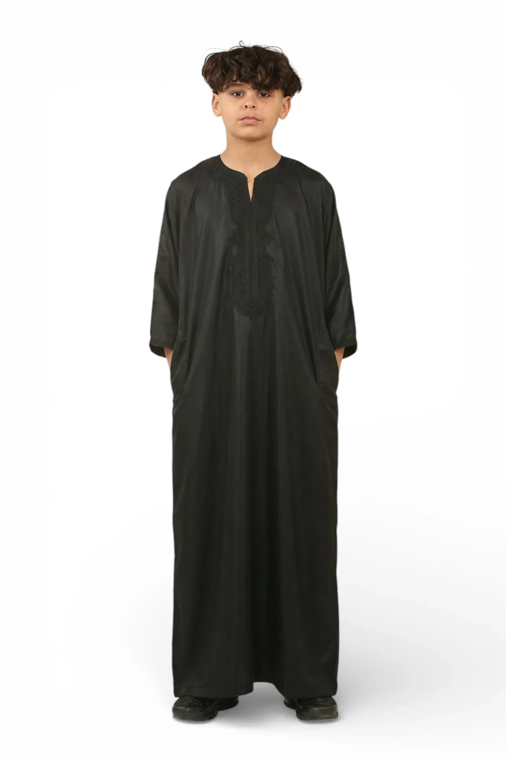 Arabic Thobes Детский черный марокканский халат Тобе для мальчиков Джеллаба Гандура Ид Джубба - K-GG008