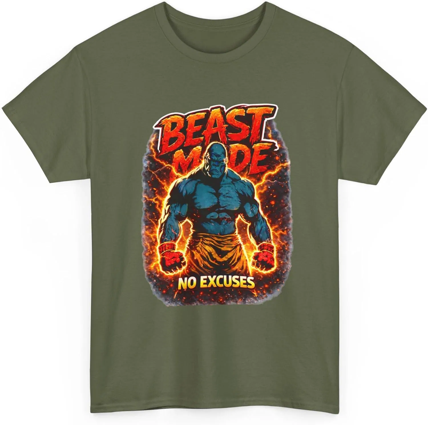 Футболка с принтом Beast Mode, Military Green — фото 4