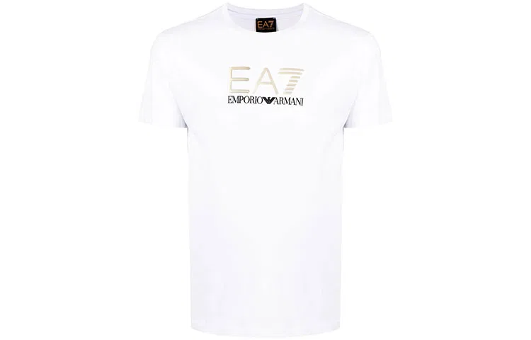 Футболка EA7 мужская белая с круглым вырезом, прямой крой EMPORIO ARMANI, White
