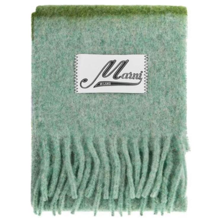 

MARNI Бахромчатый шарф с логотипом, Green