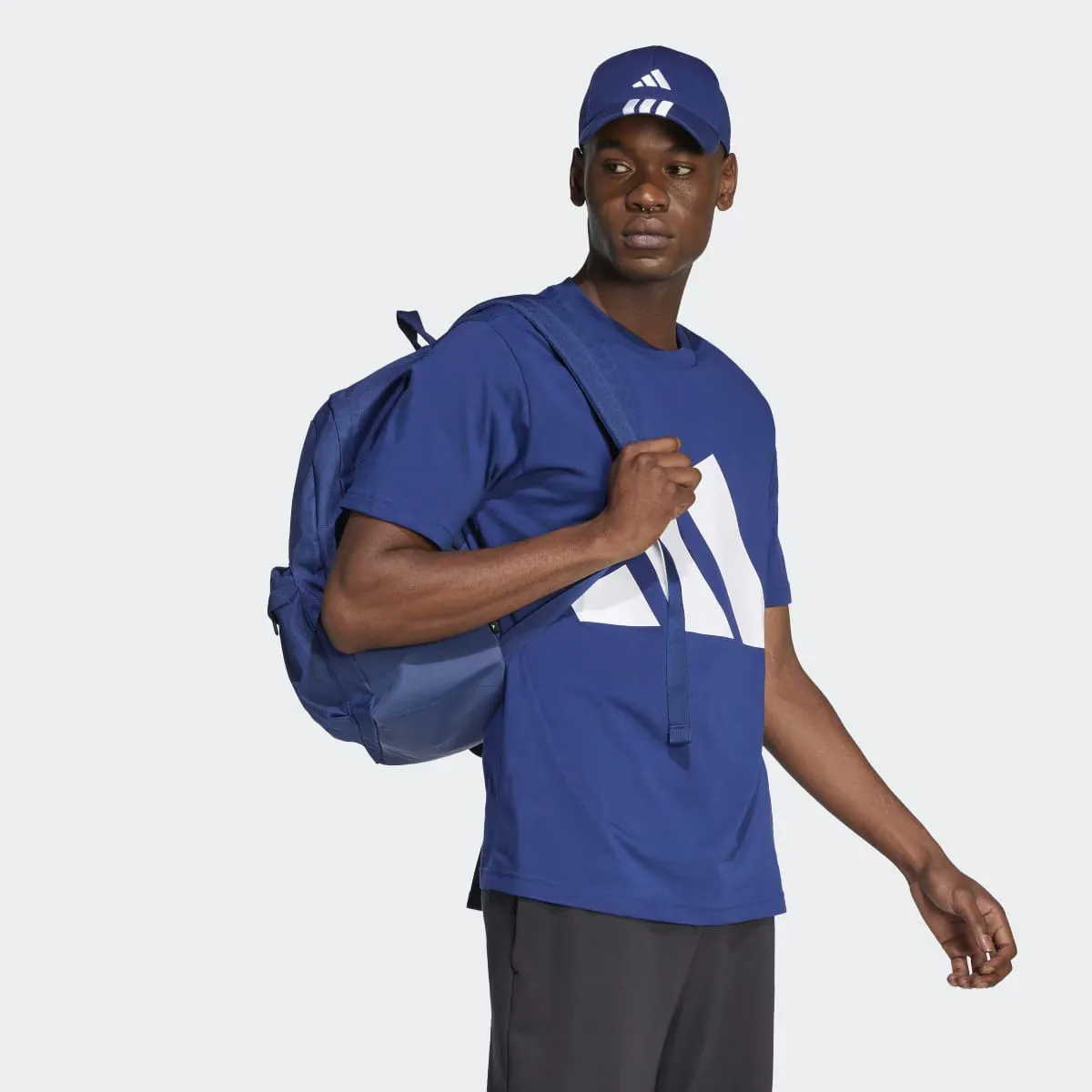 Мужская футболка Essentials с большим логотипом Adidas, синий — фото 4