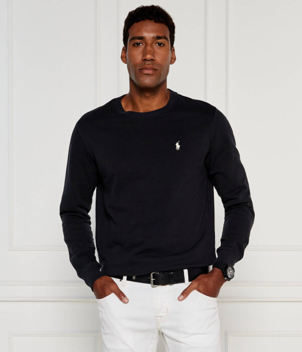 Толстовка мужская Polo Ralph Lauren хлопковая с круглым вырезом, черный — фото 3