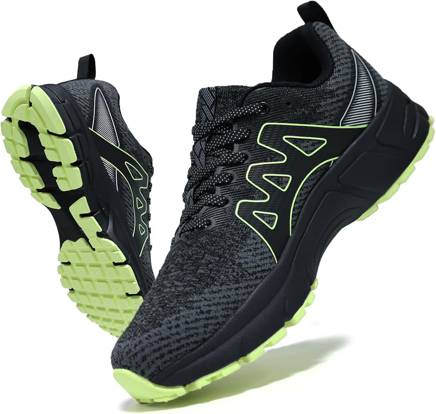 

Мужские модные кроссовки Sadmon для трейлраннинга, противоскользящие, с амортизацией, для активного отдыха и тренировок на открытом воздухе, черный/зеленый